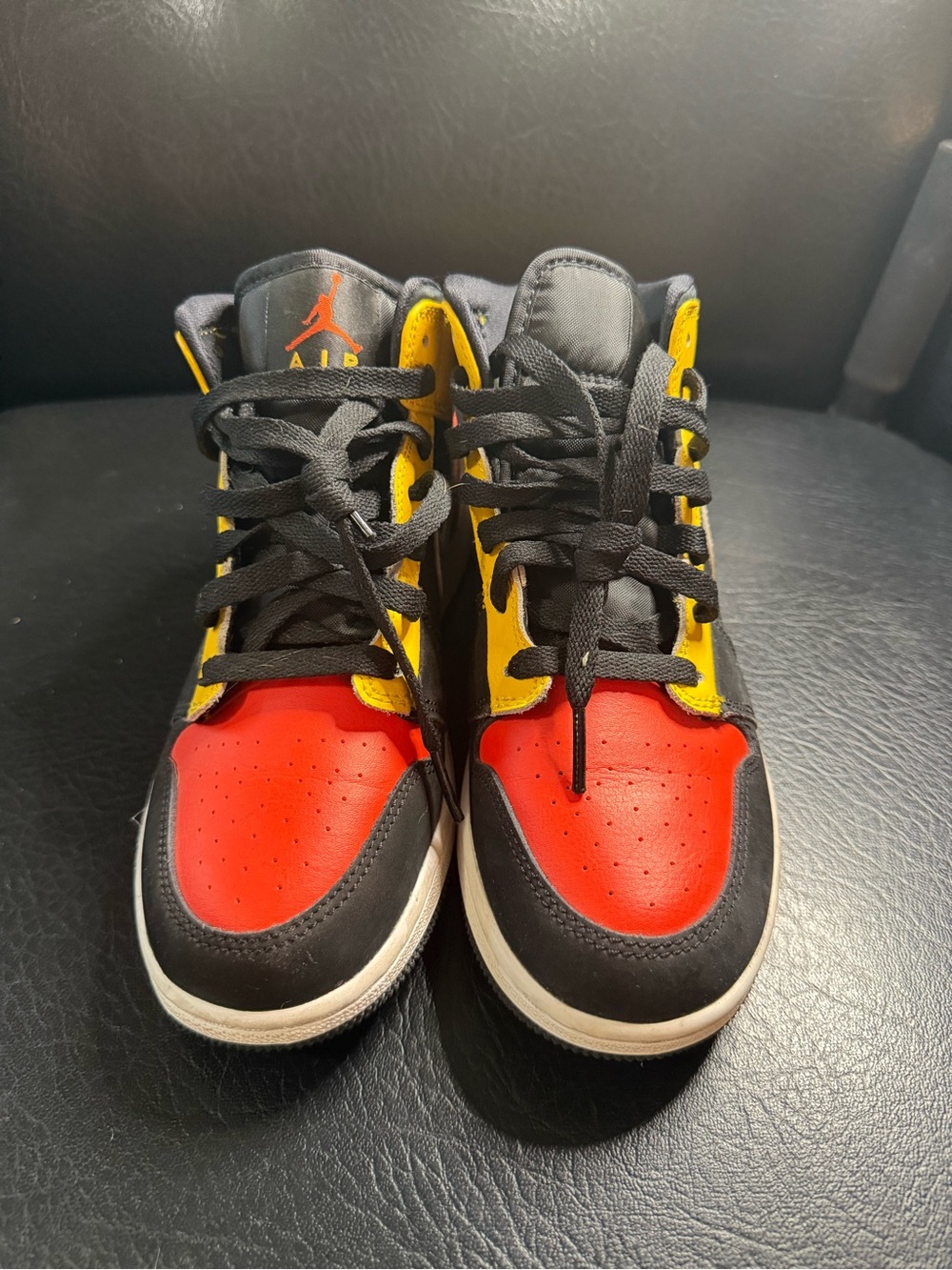 Nike Kids' High-Top Sneakers in Red, Black & Yellow